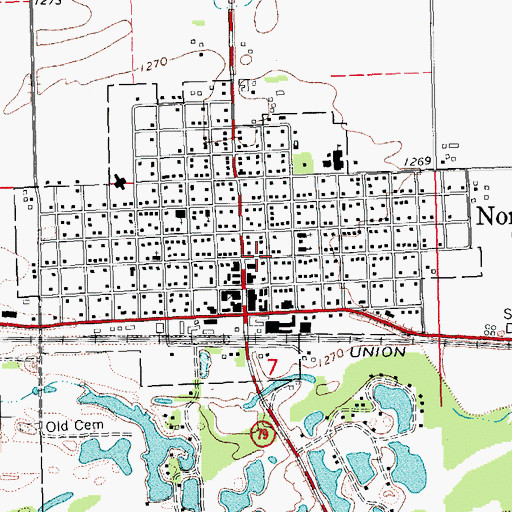 Topographic Map of North Bend Public Library, NE