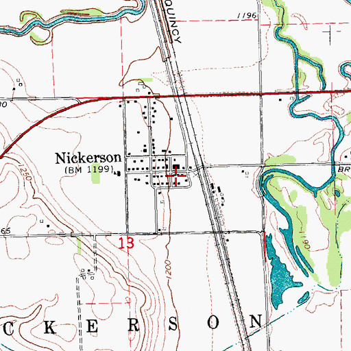 Topographic Map of Nickerson Post Office, NE