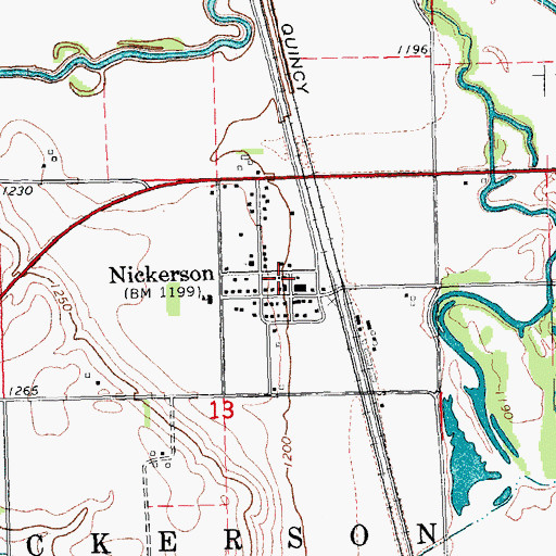 Topographic Map of Nickerson Volunteer Fire and Rescue, NE