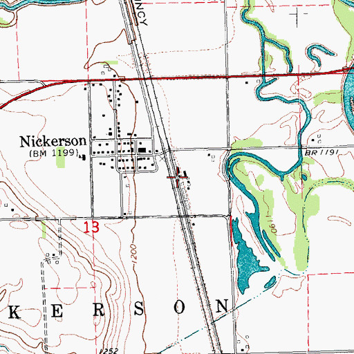 Topographic Map of Nickerson, NE