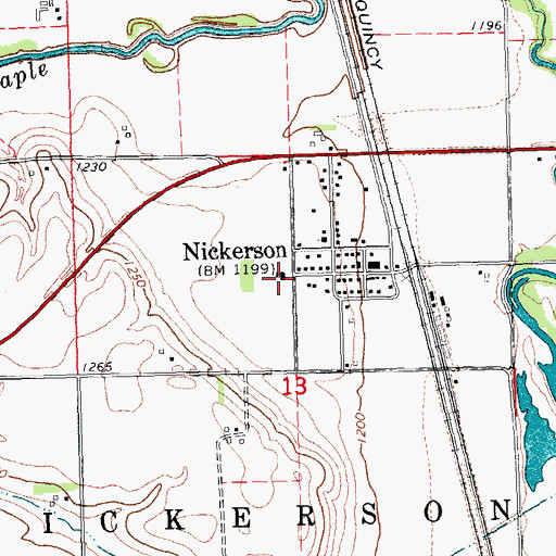 Topographic Map of Nickerson Public School, NE