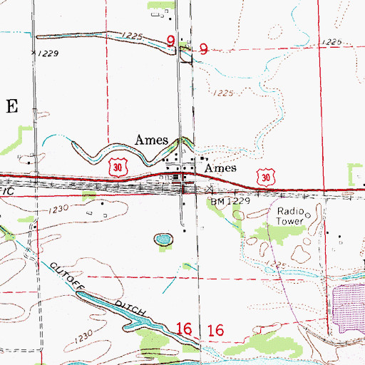 Topographic Map of Ames, NE