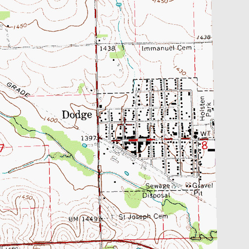 Topographic Map of Dodge Police Station, NE