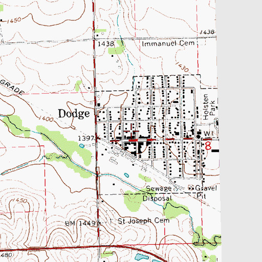 Topographic Map of Dodge Volunteer Fire Department, NE