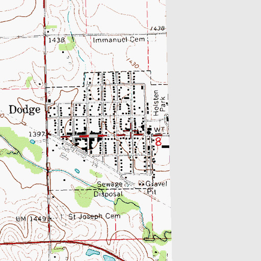 Topographic Map of Dodge Library, NE