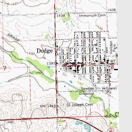 Topographic Map of Dodge Post Office, NE