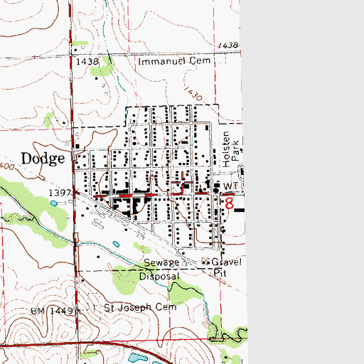 Topographic Map of Dodge Public Schools, NE