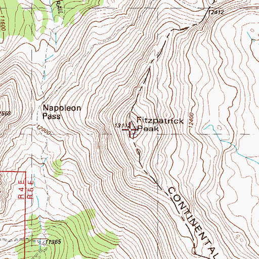 Topographic Map of Fitzpatrick Peak, CO