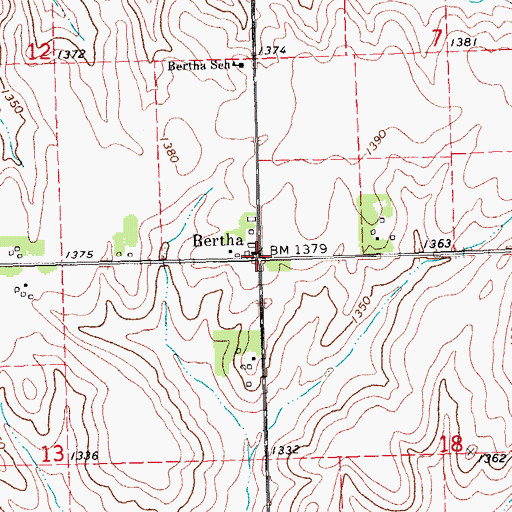 Topographic Map of Bertha Post Office (historical), NE
