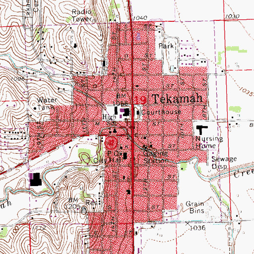 Topographic Map of Tekamah Police Department, NE