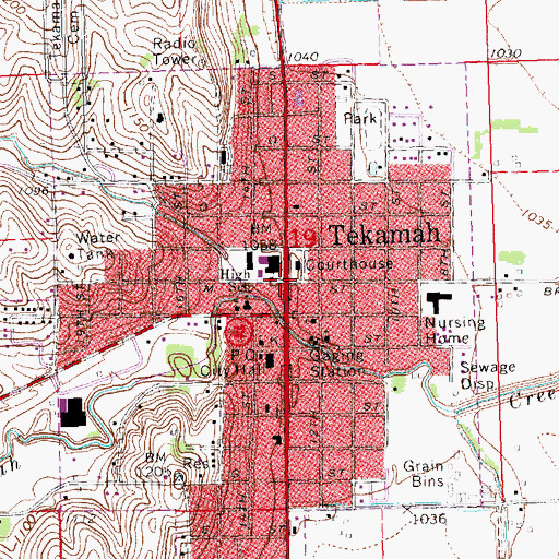 Topographic Map of Tekamah (historical), NE