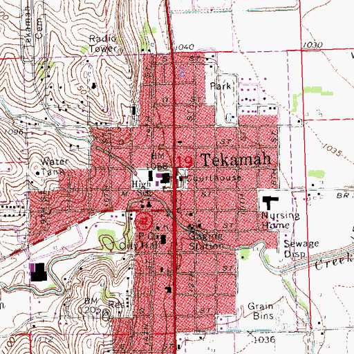 Topographic Map of Burt County Courthouse, NE