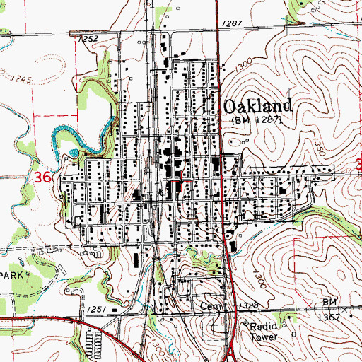 Topographic Map of Oakland Public Library, NE