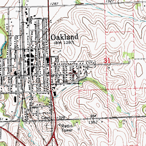 Topographic Map of Oakland Medical Clinic, NE