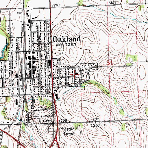 Topographic Map of Oakland Mercy Hospital, NE