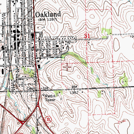 Topographic Map of Oakland Heights, NE