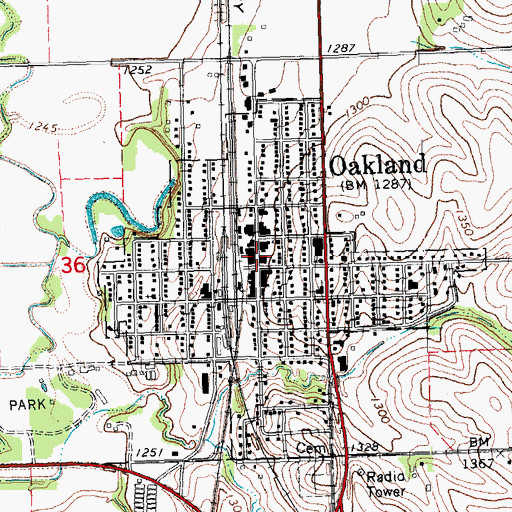 Topographic Map of Oakland Post Office, NE