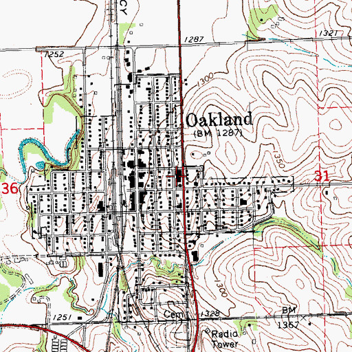 Topographic Map of Oakland Craig Senior High, NE