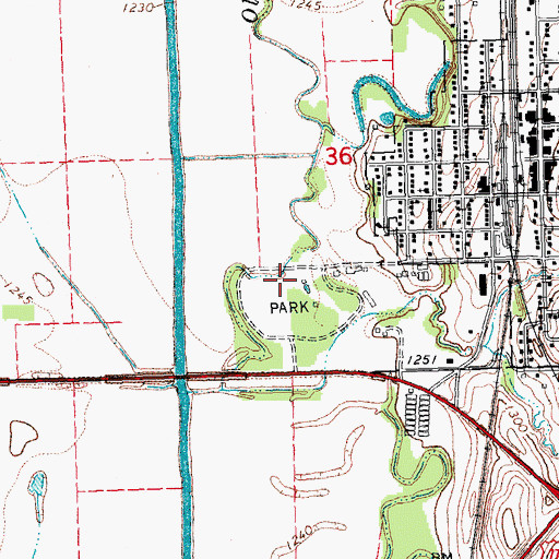 Topographic Map of Oakland City Park, NE