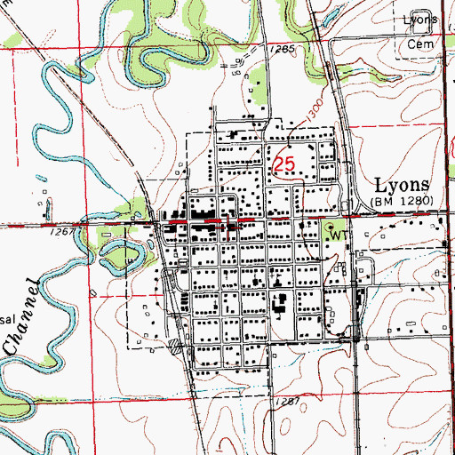 Topographic Map of Lyons Public Library, NE