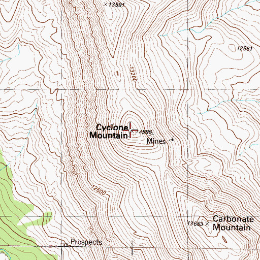 Topographic Map of Cyclone Mountain, CO