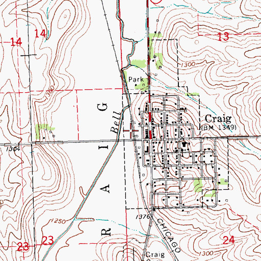 Topographic Map of Craig (historical), NE