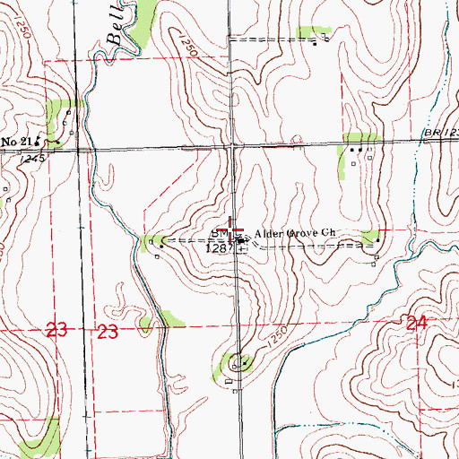 Topographic Map of Alder Grove Post Office (historical), NE