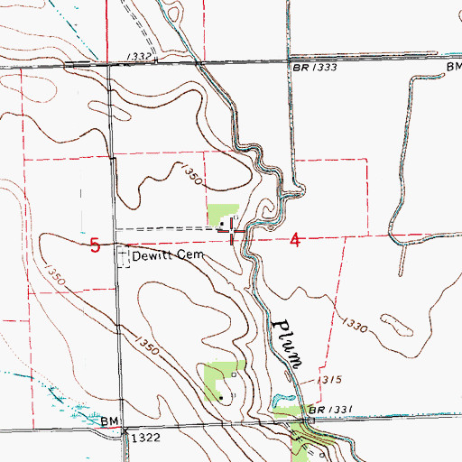 Topographic Map of De Witt Post Office (historical), NE