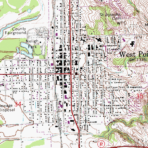 Topographic Map of Cuming County Courthouse, NE