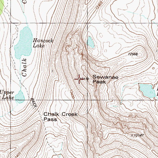 Topographic Map of Sewanee Peak, CO