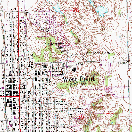 Topographic Map of Trinity Interdenominational Church, NE