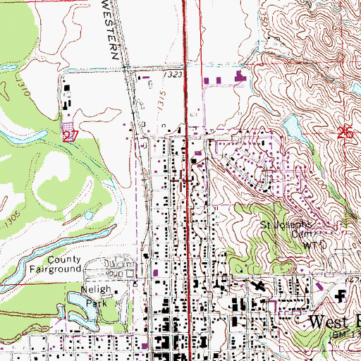 Topographic Map of West Point Baptist Church, NE