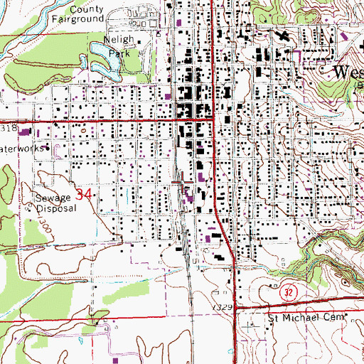 Topographic Map of Elkhorn Valley Assembly of God Church, NE