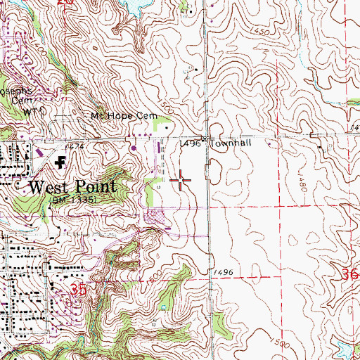 Topographic Map of West Point High School, NE