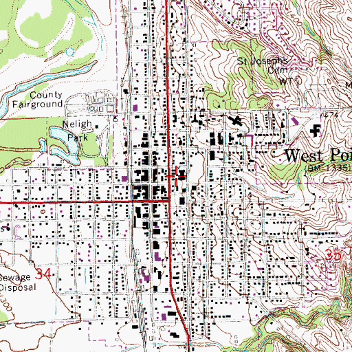 Topographic Map of West Point Elementary School, NE