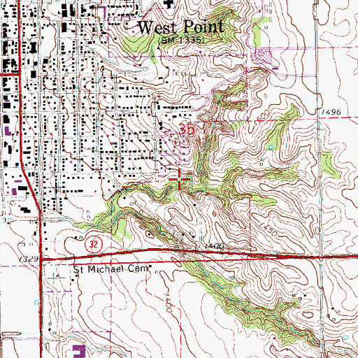 Topographic Map of West Point City Park, NE