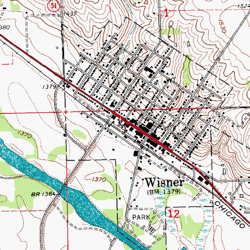 Topographic Map of Wisner Police Department, NE