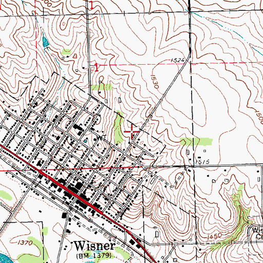 Topographic Map of Wisner Manor, NE