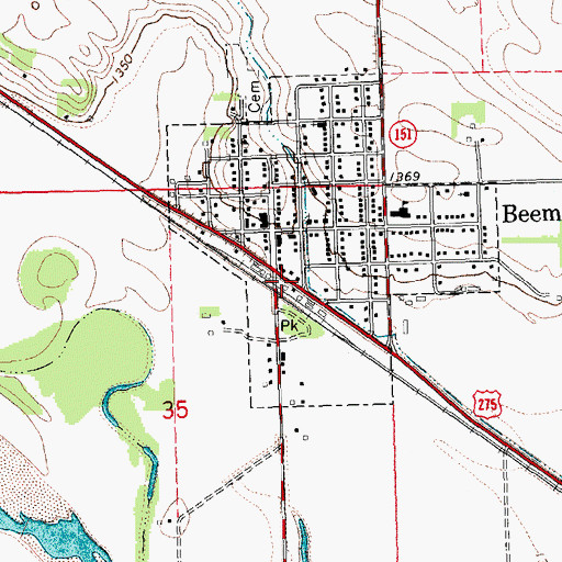 Topographic Map of Farmers Elevator Incorporated Elevator, NE