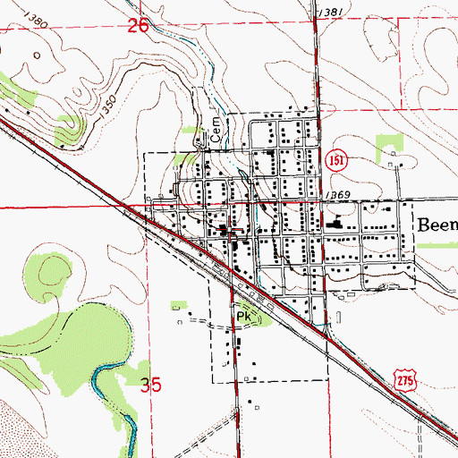 Topographic Map of Beemer Post Office, NE
