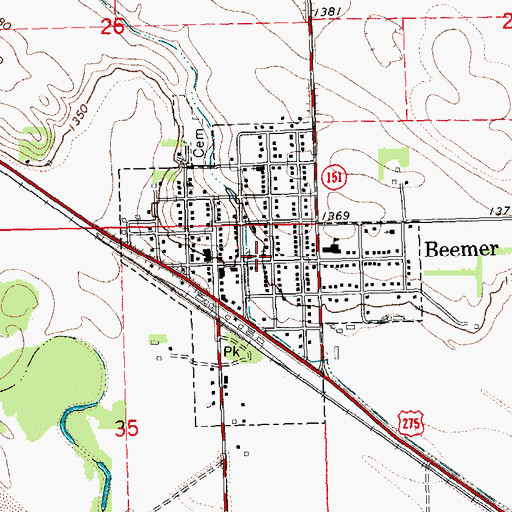 Topographic Map of United Methodist Church, NE