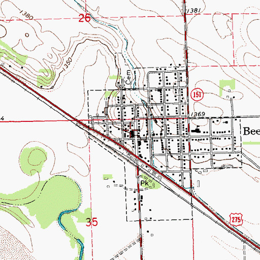 Topographic Map of Beemer Volunteer Fire Department, NE