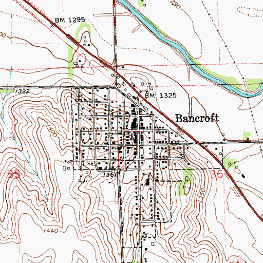 Topographic Map of Bancroft Rural Volunteer Fire and Rescue, NE