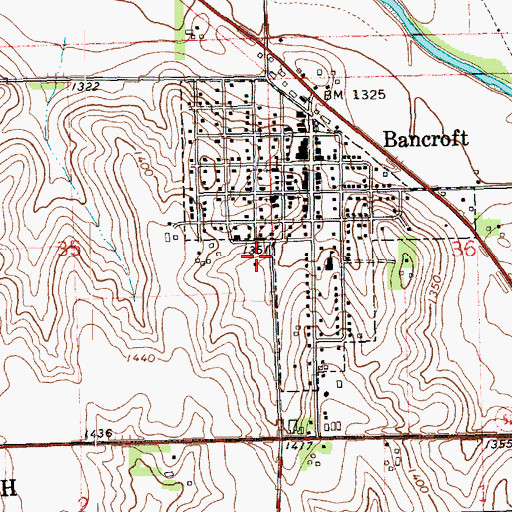 Topographic Map of Bancroft Park Campground, NE
