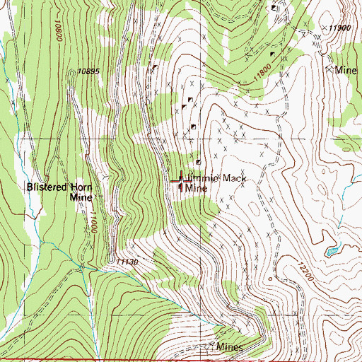 Topographic Map of Jimmie Mack Mine, CO