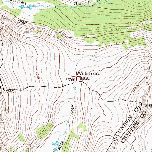 Topographic Map of Williams Pass, CO