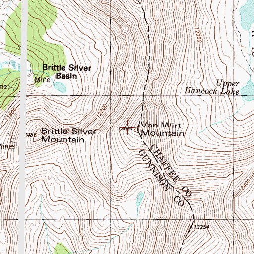 Topographic Map of Van Wirt Mountain, CO