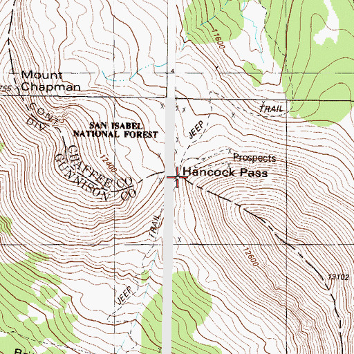 Topographic Map of Hancock Pass, CO