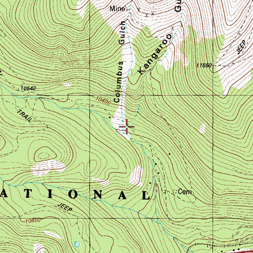 Topographic Map of Kangaroo Gulch, CO