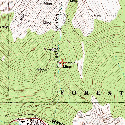 Topographic Map of Garfield Mine, CO